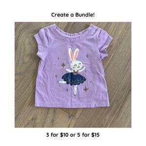 Cat and Jack Girls Purple Bunny Ballerina Knit Short Sleeve T Shirt Size 12M